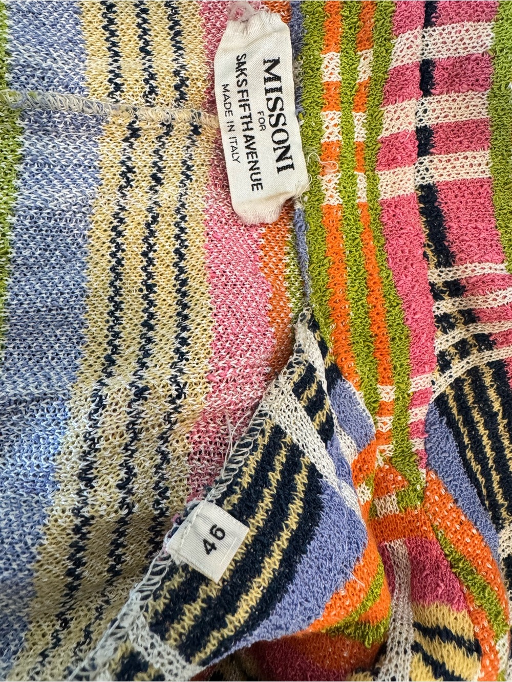 Vintage Missoni Multicolor Plaid Knit Blazer in Pink, Green, Orange, Blue - Picture 6 of 8